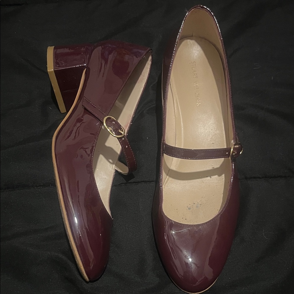 Stuart Weitzman Burgundy Patent Mary Jane Heels size 7B 7